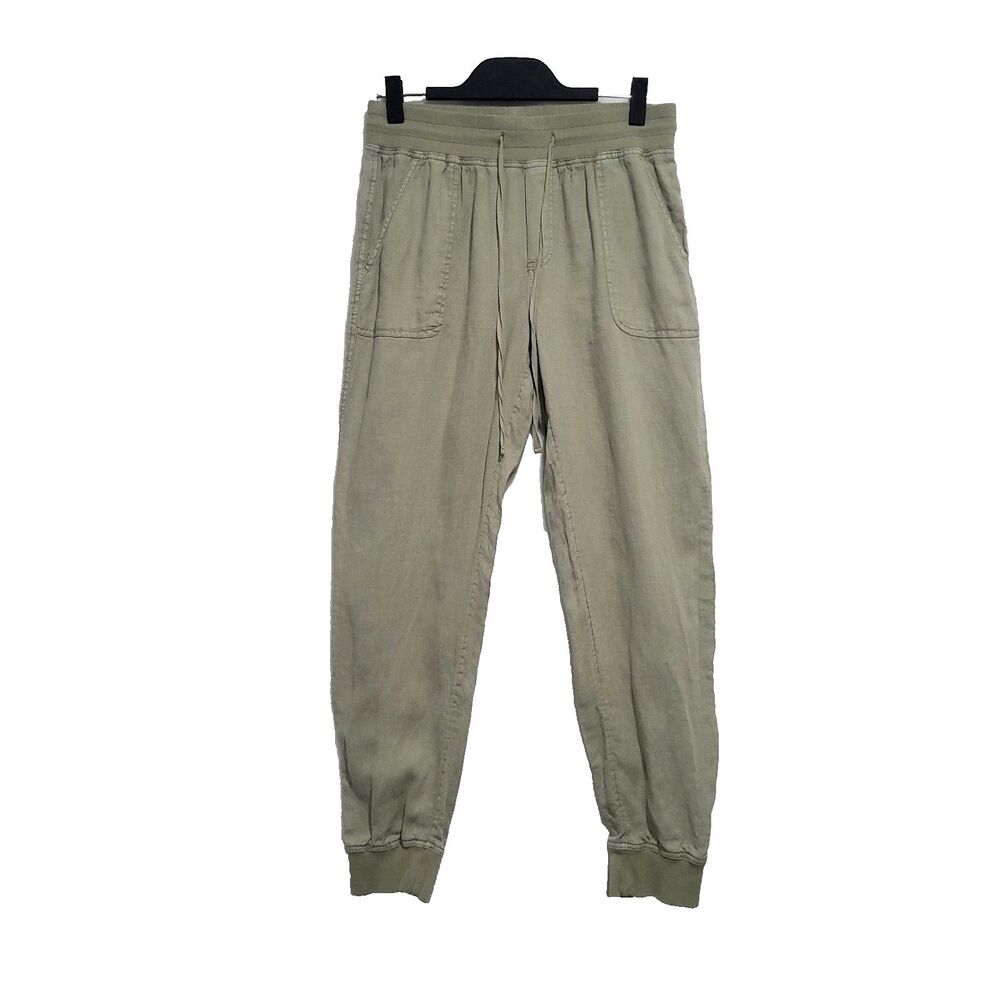 Linen Jogger Pants C&C California M Sage Green Pockets Unlined Beachy Coastal
